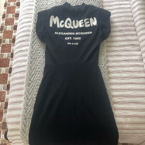 Alexander McQueen Black Dress with White Logo